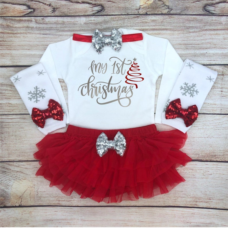 My 1st Christmas Baby Girl Outfit Baby's First Christmas Etsy