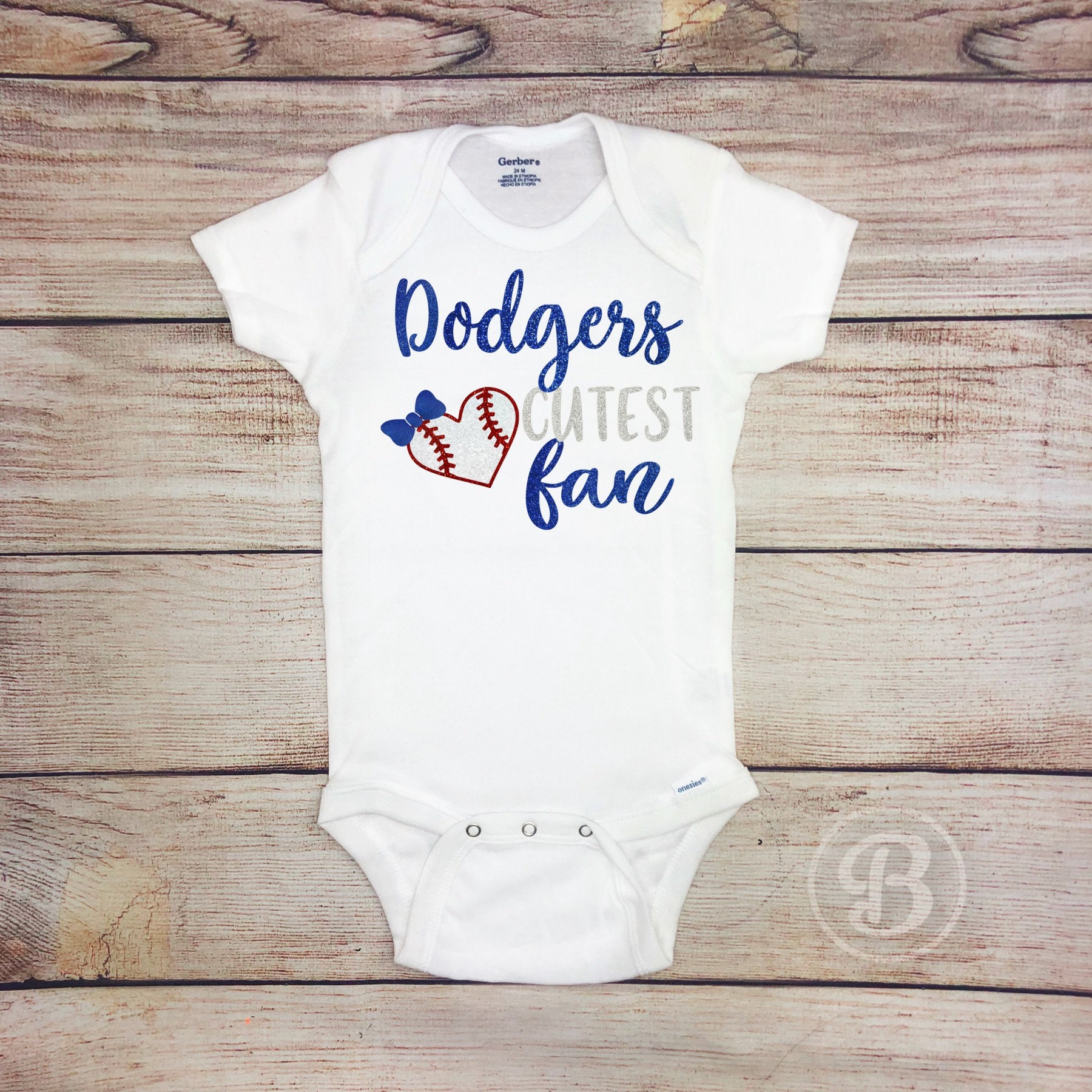 Dodgers Cutest Fan Baby Girl Baseball Outfit Baseball Baby Etsy