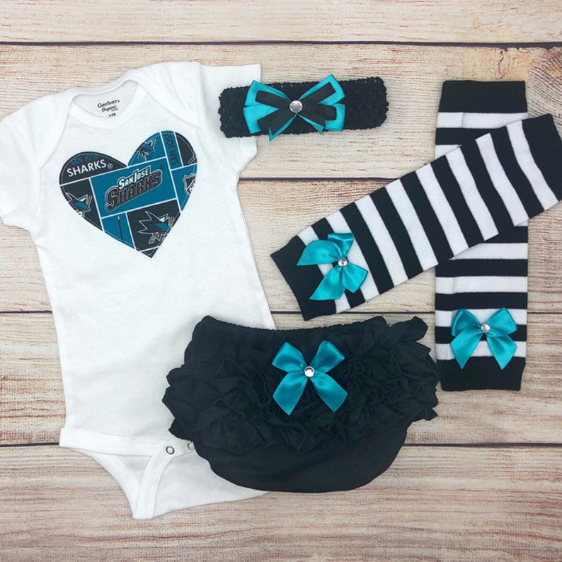 Hockey Baby Girl Coming Home Outfit Baby Girl Hockey Bodysuit Hockey Baby Girl Clothes Sharks Baby Girl Game Day Outfit