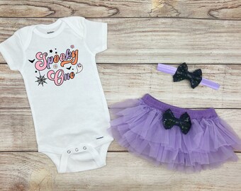 Spooky One Baby Girl 1st Birthday Outfit, Spooky One First Birthday, Groovy Birthday Baby Girl Outfit, Halloween Pastel 1st Birthday Outfit