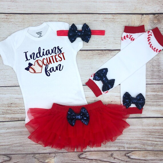 Indians Cutest Fan Baby Girl Baseball Outfit Baseball Baby Etsy