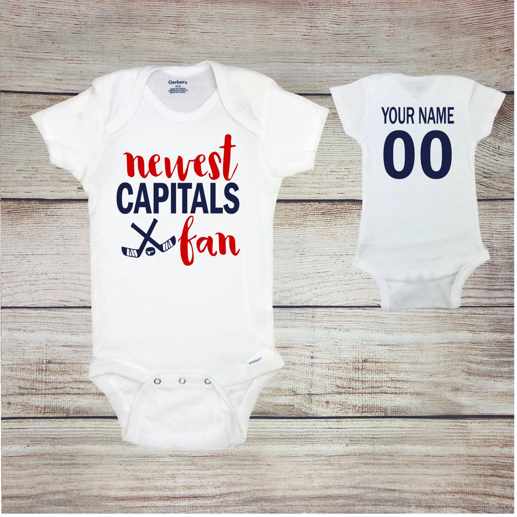 Baby Announcement Reveal or Shower Gift Personalized Custom Made Newest Broncos Fan Football Gerber Onesie Jersey 