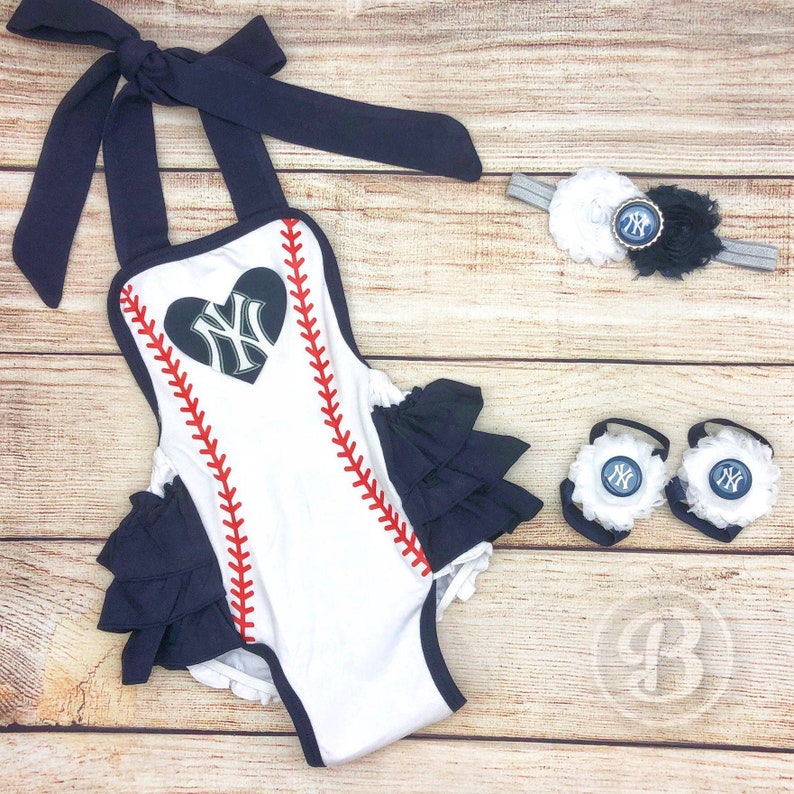 NY Yankees Baby Girl Romper Yankees Baby Clothes New York Etsy