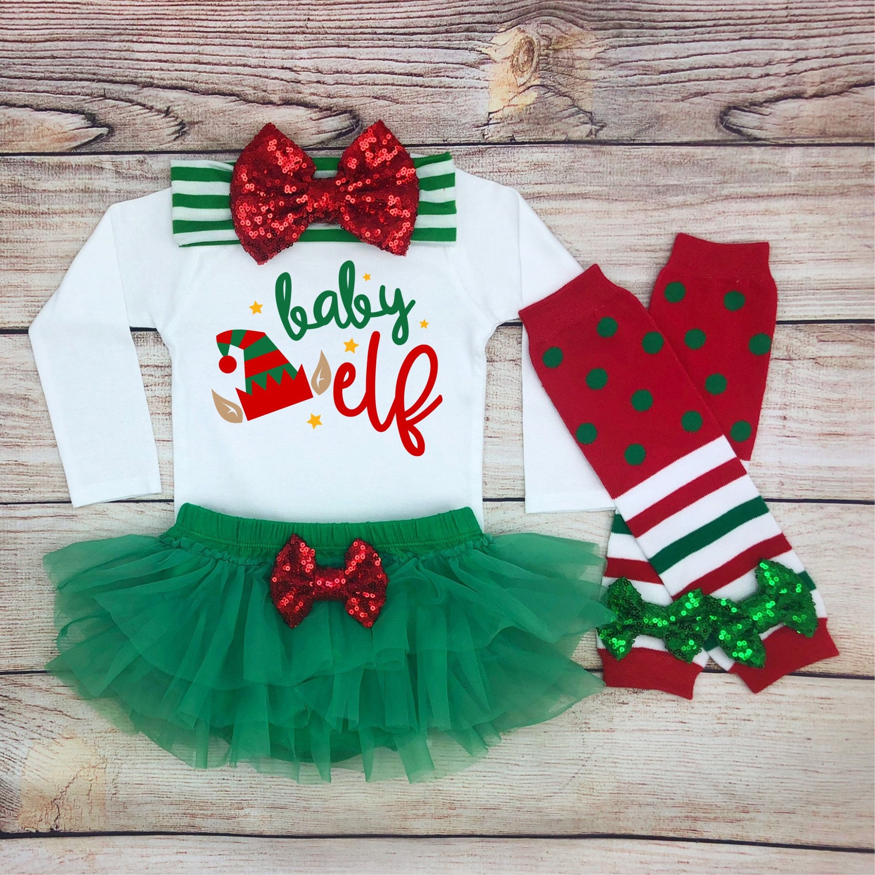 Baby Elf Christmas Outfit, Elf Baby Girl Christmas Clothes, Elf