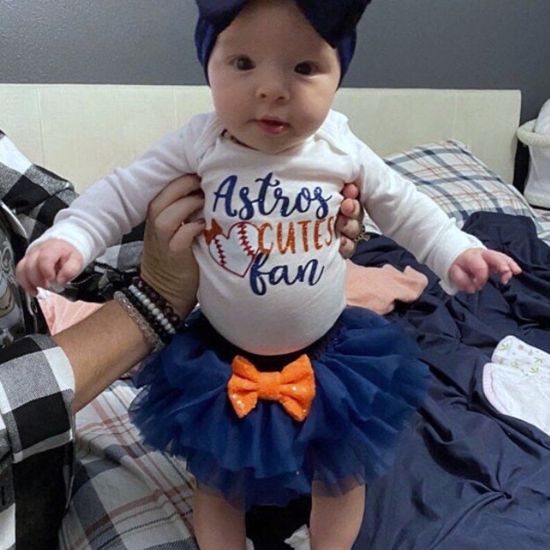 Astros Cutest Fan Baby Girl Baseball Outfit Baseball Baby Etsy