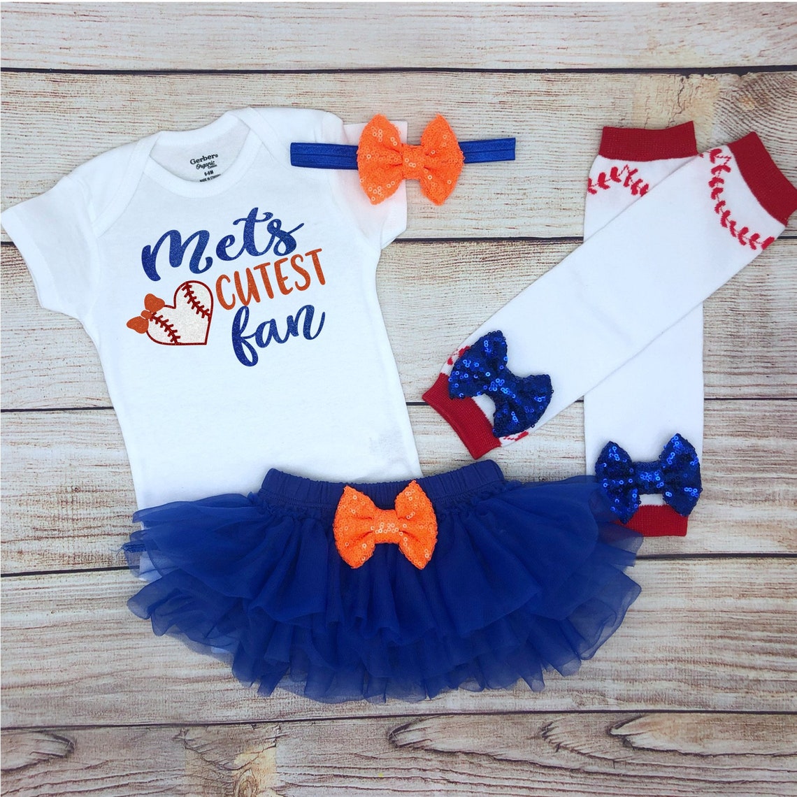 Mets Cutest Fan Baby Girl Baseball Outfit Baseball Baby Etsy