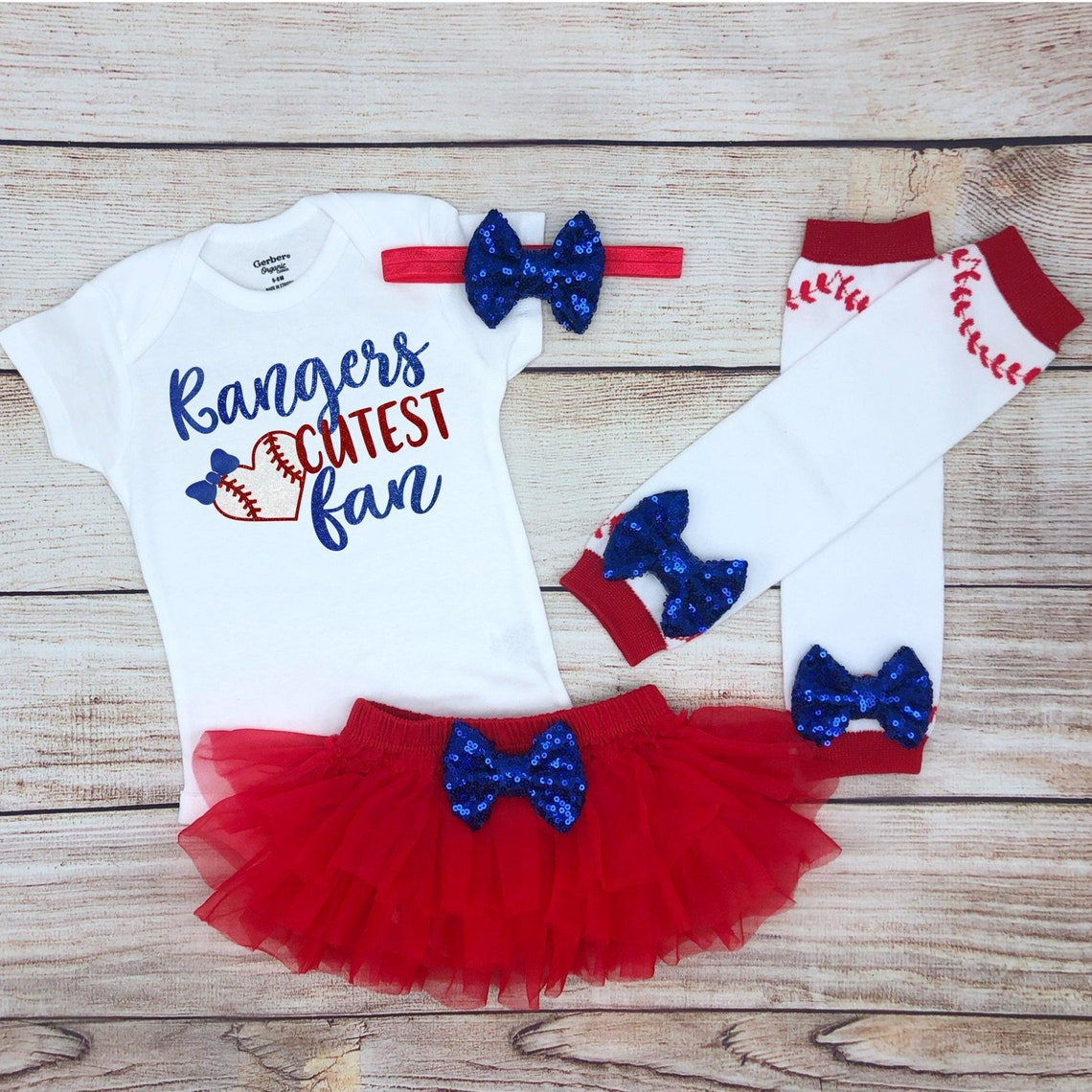 Rangers Cutest Fan Baby Girl Baseball Outfit Baseball Baby Etsy