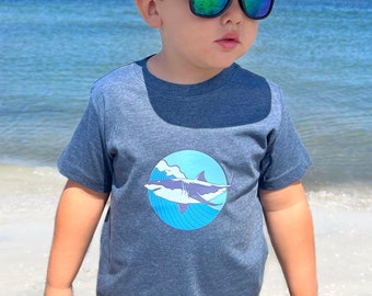 FREE SHIPPING! Retro Shark Infant/Toddler Beach T-shirt, Shark Shirt for Kids, Summer Toddler Shirt, Graphic Tees for Kids