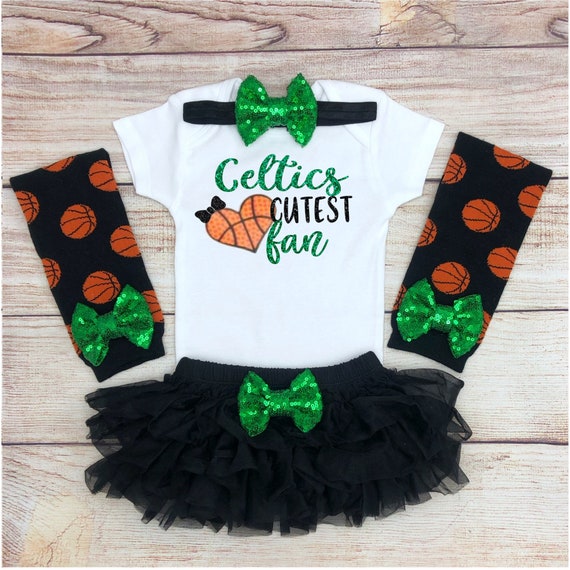 Celtics Cutest Fan Baby Girl Basketball Outfit Basketball Etsy