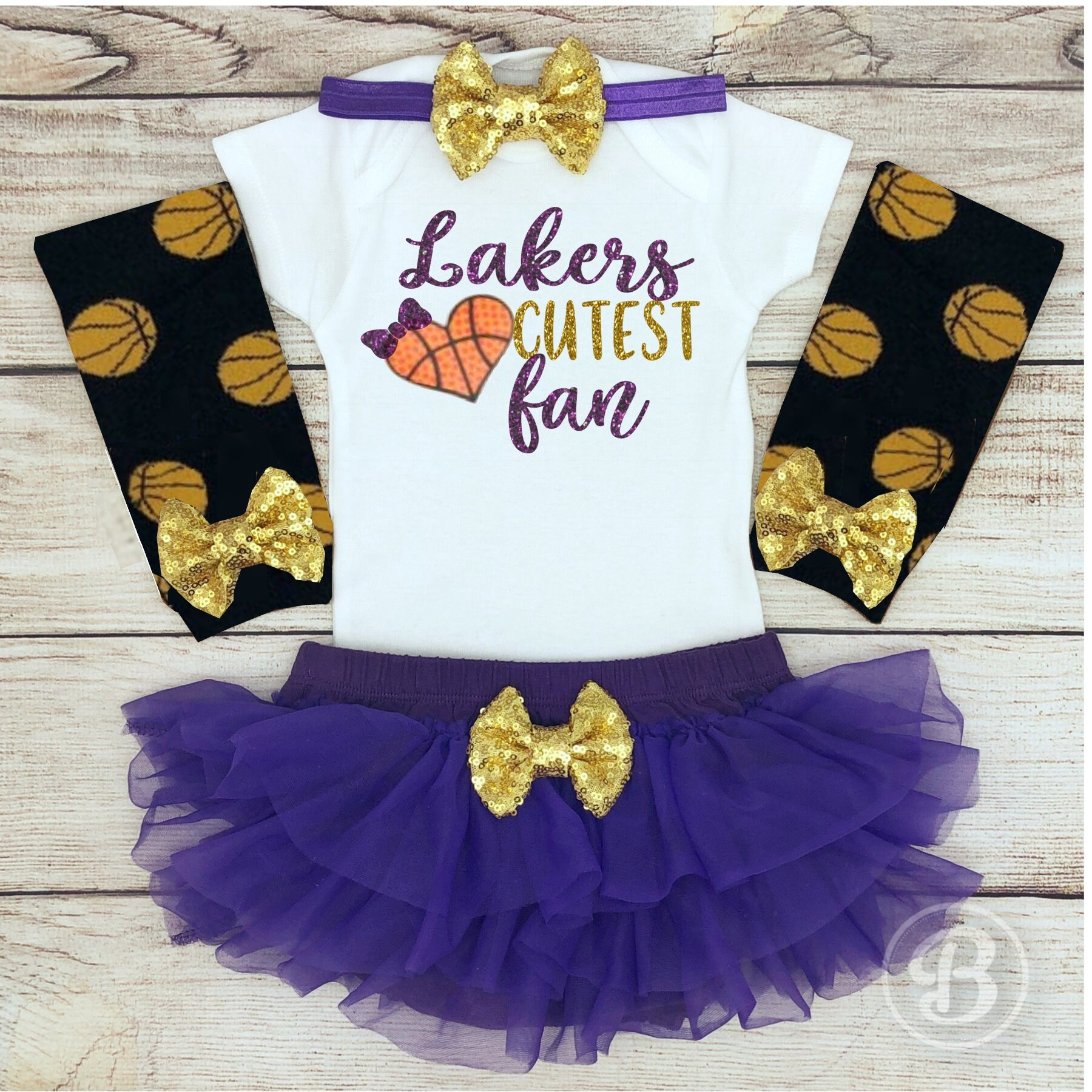 Lakers Cutest Fan Baby Girl Basketball Outfit Basketball Etsy