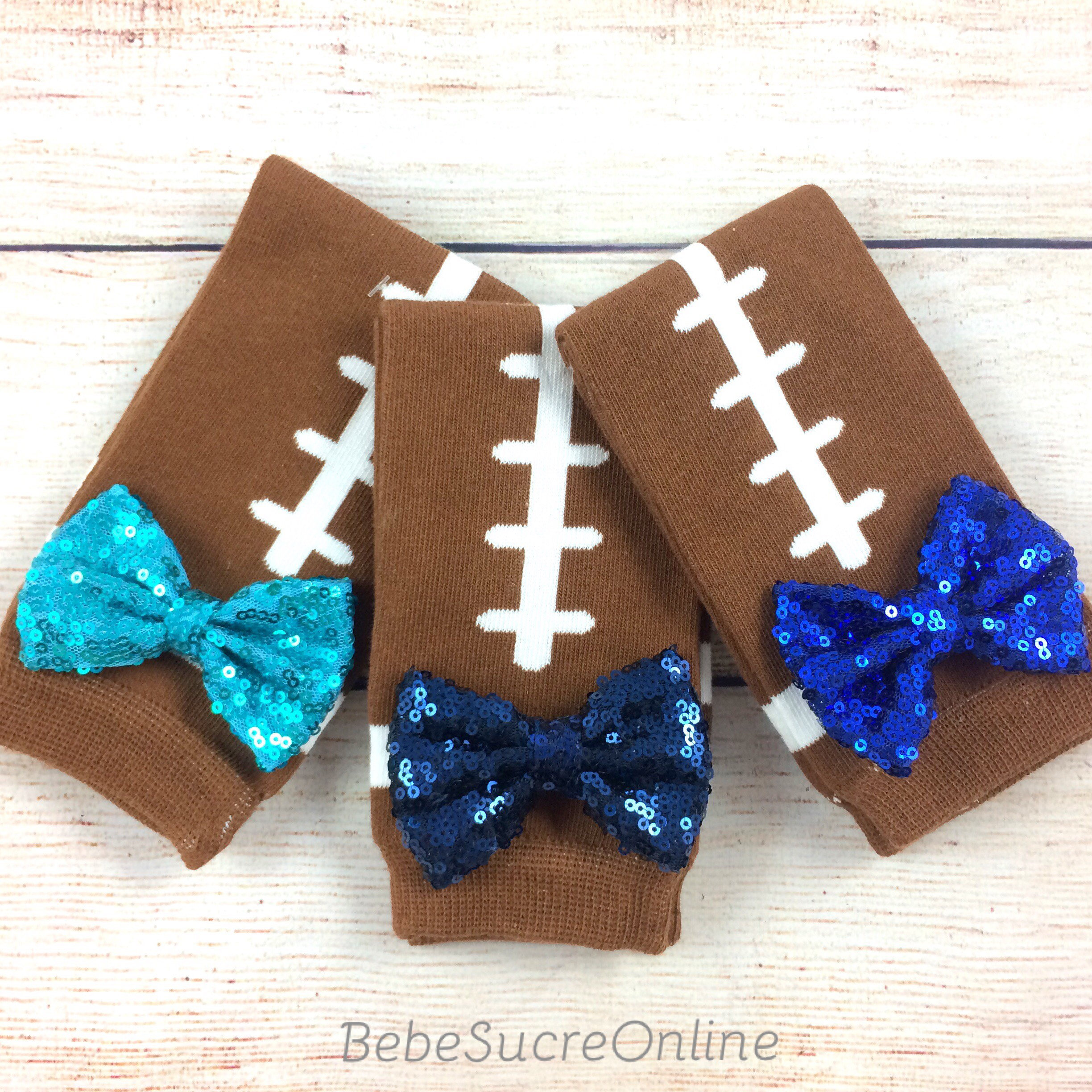 Baby Football Leg Warmers, Sequin Bow Football Leg Warmers for Baby and Toddler, Football Accessories for Kids