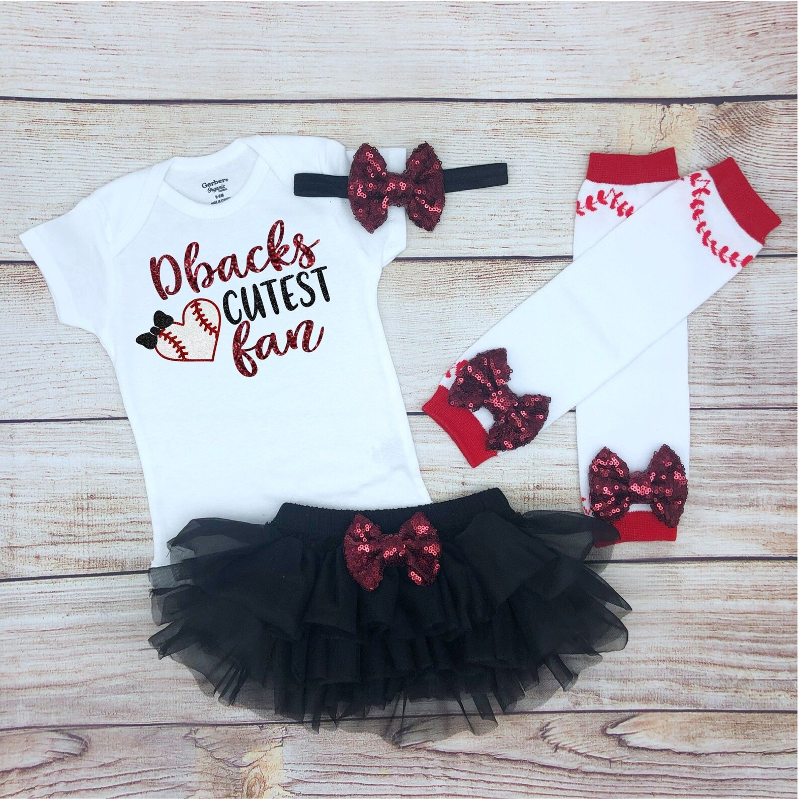 Dbacks Cutest Fan Baby Girl Baseball Outfit Baseball Baby Etsy
