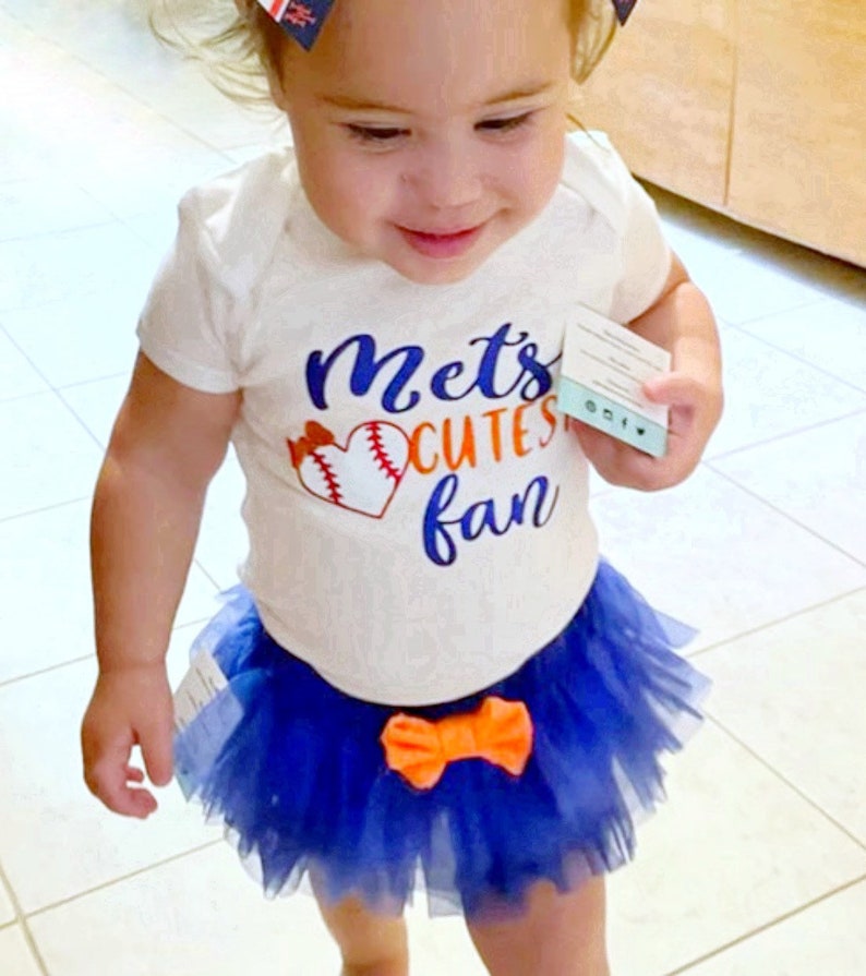 Mets Cutest Fan Baby Girl Baseball Outfit Baseball Baby Etsy