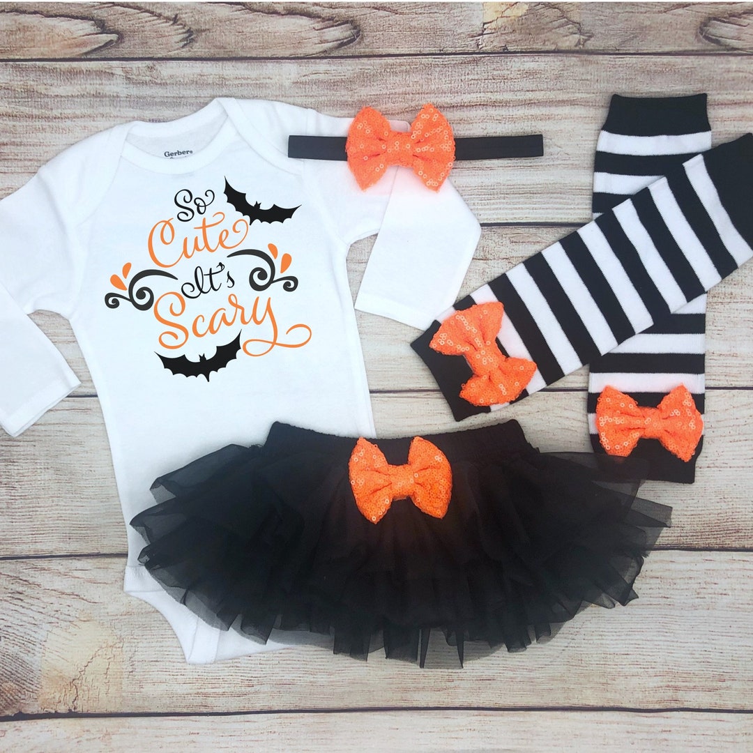 So Cute It's Scary Baby Girl Outfit, Halloween Baby Girl Clothes, My