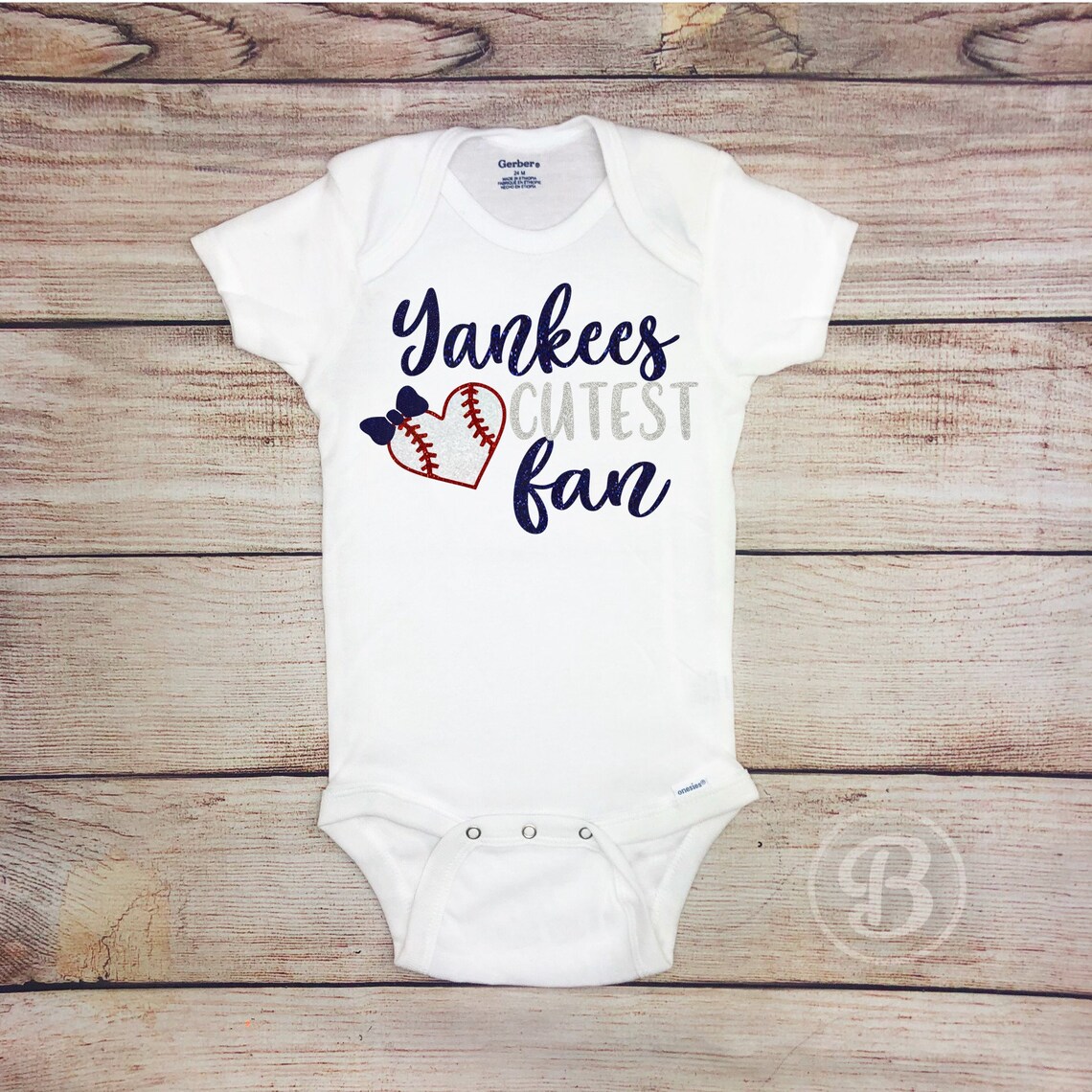 Yankees Cutest Fan Baby Girl Baseball Outfit Baseball Baby Etsy