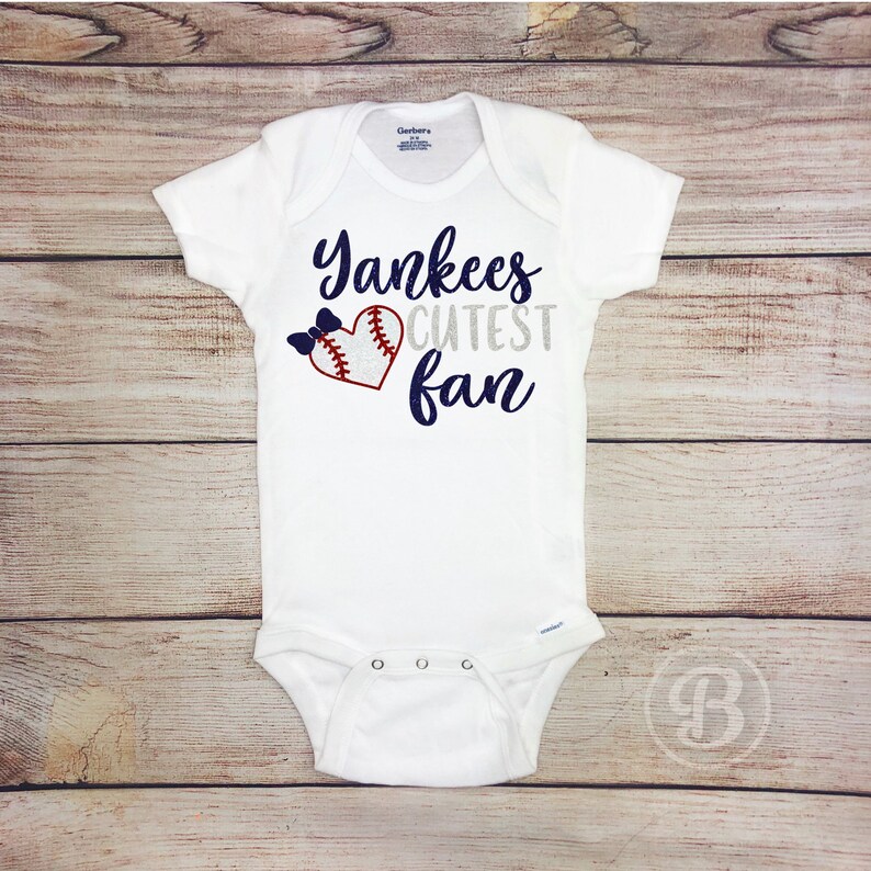 Baby Girl Baseball Outfit Yankees Cutest Fan Baseball Baby Clothes Sparkly Baseball Outfit Newborn Baseball Baby Girl Outfit