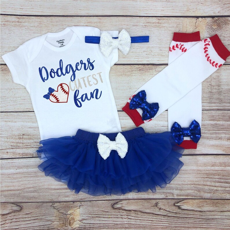 Dodgers Cutest Fan Baby Girl Baseball Outfit Baseball Baby Etsy