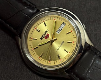 Seltene Vintage Seiko Automatikuhr mit 17 Steinen, Kaliber 6309-8230, goldenem Zifferblatt, Herrenarmbanduhr