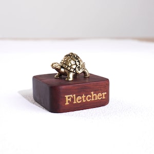 Brass Money Tortoise Figurine Sculpture, Hand Cast Solid Brass Feng Shui Turtle with Coin Shell, Vintage Gold Lucky Decor, Gift Home Office