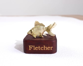 Mini Brass Goldfish Figurine Sculpture, Hand Cast Solid Brass Fish Statue, Golden Lucky Charm Decor, Desk Shelf Ornament Gift Fish Lovers