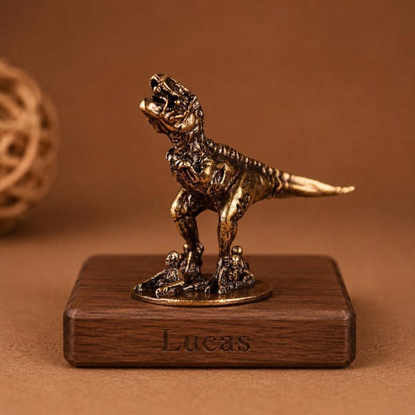 Antique Brass T-Rex Figurine Vintage Tyrannosaurus Rex Miniature Dark Academia Desk Decor Paleontology Gift for Dinosaur Lovers Gift for Her