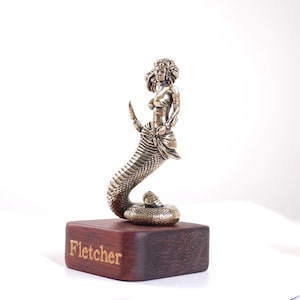 Solid Brass Medusa Figurine, Hand-Cast Mythology Statue, Gothic Altar Piece