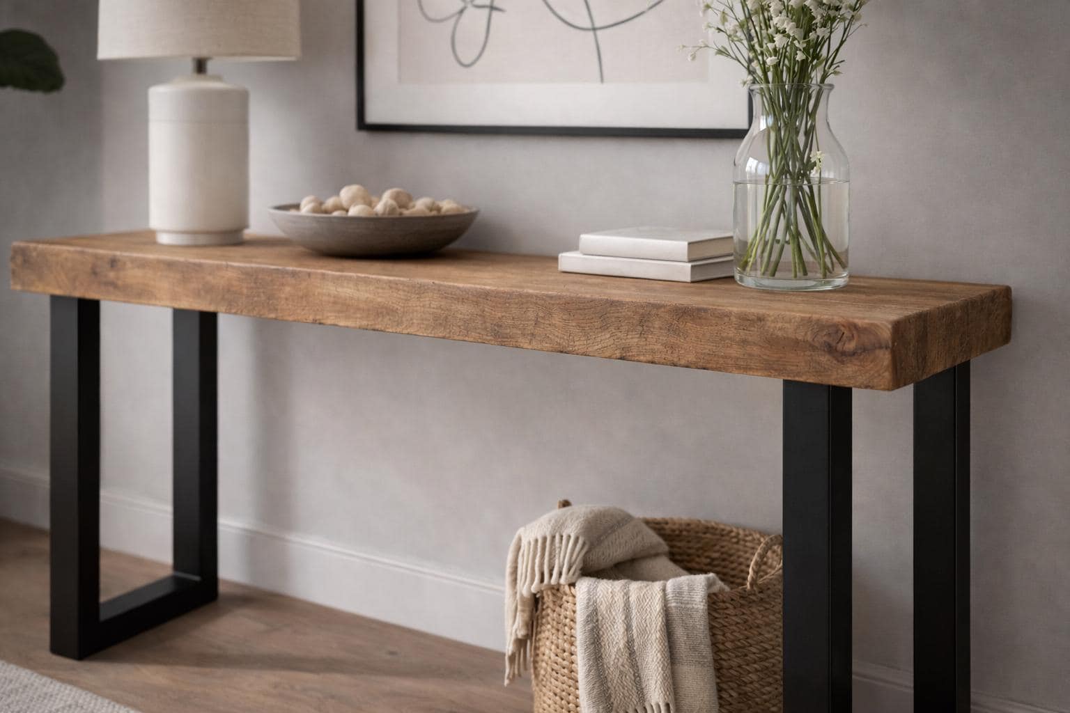 Handmade Reclaimed Wood Console Table - Rustic Hallway Entryway Table ...