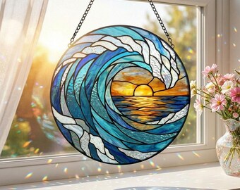 ステンドグラス サンキャッチャー ハンドメイド パネル ガラス ステンドグラスサンキャッチャー