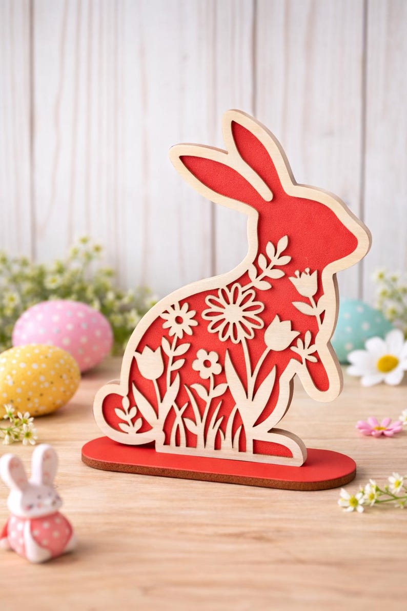 Floral Easter Bunny SVG Bundle, Laser Cut Bunny File, Glowforge, Spring ...