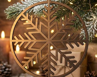 Laser Cut Snowflake Ornament SVG, Christmas Ornament Glowforge File (Digital Download)