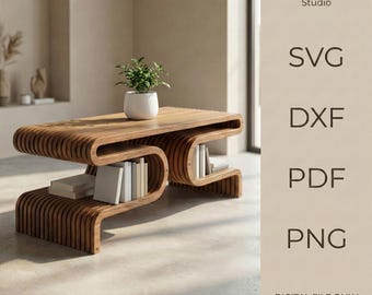 Modern Curved Wooden Coffee Table | Minimalist Living Room Design | Parametric CNC Design