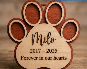 Pet Memorial SVG, Personalized Dog Loss Gift, Paw Print Memorial Plaque, Laser Cut File