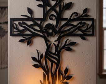 Jesus Tree of Life Cross SVG | Laser Cut Metal Wall Art Template (Digital Download)