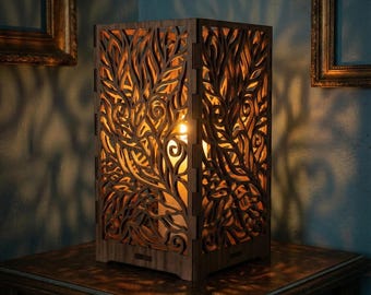 Laser Cut Wooden Candle Holder SVG | Tealight Lantern Laser File | Gift for Mom