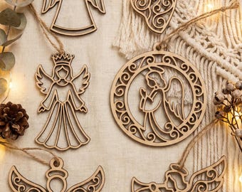 Christmas Angel Ornament SVG Bundle, Faith Decor, Laser Cut Files, 6 Designs ( Digital Download )