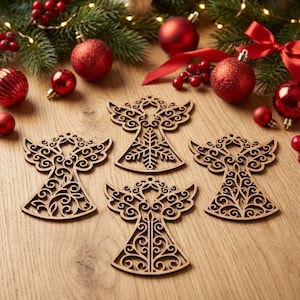 Christmas Angel Ornament SVG Bundle, Laser Cut Files , 5 Designs ( Digital Download )