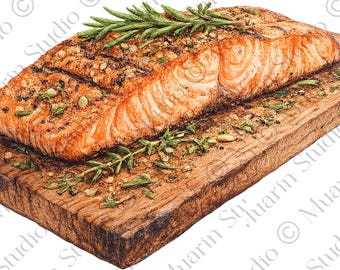 Menu restauracji z jedzeniem w formacie PNG – Łosoś na desce cedrowej, kanadyjskie owoce morza, przezroczysty plik PNG (pobieranie cyfrowe)