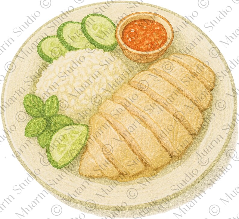 Hainanese Chicken Rice PNG Illustration – Colored Pencil Clipart ...