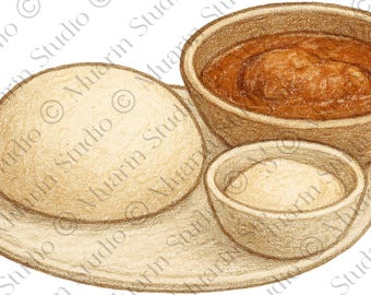 Recipe Card Food Clipart PNG – Nigerian Fufu Mash, Colored Pencil, Transparent PNG (Digital Download)