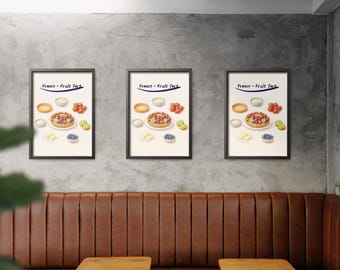 Plakat ze składnikami tarty owocowej – przepis na francuski deser do druku, tabela składników do kuchni (do pobrania w wersji cyfrowej)
