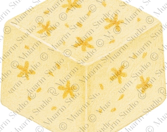 Dessert Sticker PNG – Osmanthus Jelly Clipart, Colored Pencil, Transparent PNG (Digital Download)