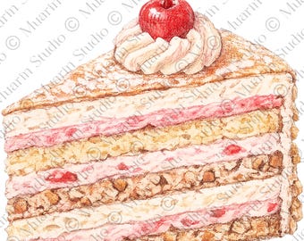 Naklejka deserowa PNG – szwajcarskie ciasto wiśniowe Zuger Kirschtorte, przezroczyste PNG (pobieranie cyfrowe)