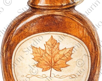 Naklejka do dziennika żywieniowego w formacie PNG – butelka kanadyjskiego syropu klonowego, kredka kolorowa, przezroczysty plik PNG (pobieranie cyfrowe)
