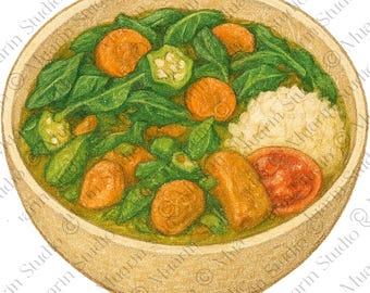 Recipe Card Food Clipart PNG – Ivorian Vegetable Stew Illustration, Transparent PNG (Digital Download)