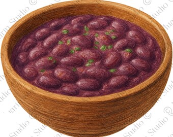 Receptkaart Voedsel Clipart PNG – Lobio Bean Stoofpot, Kleurpotlood, Transparante PNG (digitale download)