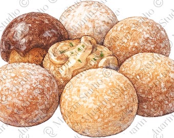 Naklejka deserowa PNG – Kanadyjskie pączki Timbits z dziurkami, kredka kolorowa, przezroczysty PNG (pobieranie cyfrowe)