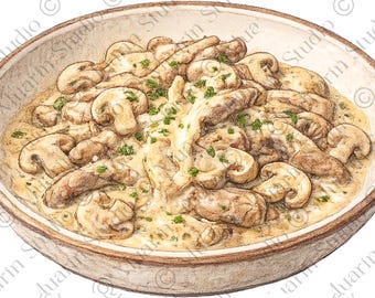 Menu restauracji Jedzenie PNG – Zürcher Geschnetzeltes, szwajcarskie kremowe danie z cielęciny, przezroczyste PNG (pobieranie cyfrowe)
