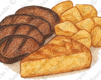 Restaurantmenu eten, png PNGEgg – Porco Preto Iberisch zwart varkensvlees, kleurpotlood, transparante png (digitale download)