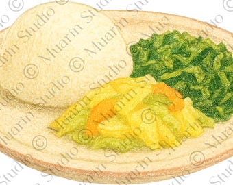Recipe Card Food Clipart PNG – Ugali (Cornmeal Staple), Colored Pencil, Transparent PNG (Digital Download)