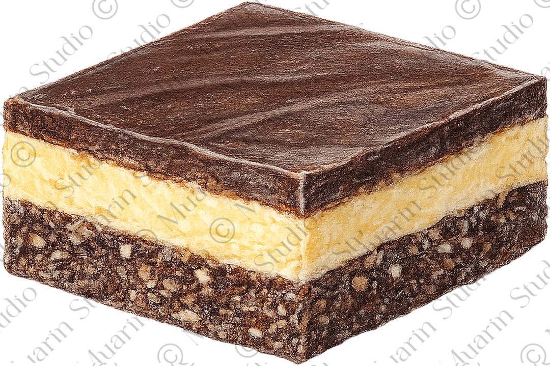 Naaamo Sticker Dessert Sticker PNG – Nanaimo Bar, Canadian Chocolate Square ...
